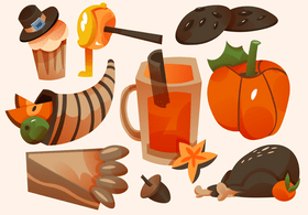 Thanksgiving food set vector