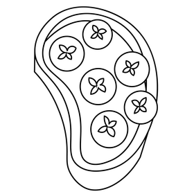 Banana toast black and white clipart