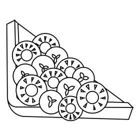 Banana and kiwi fruit toast black and white clipart