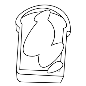 Peanut toast black and white clipart