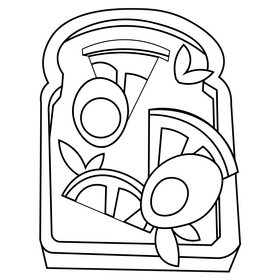 Egg and tomato toast black and white clipart