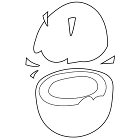 Coconut tropical fruit black and white clipart