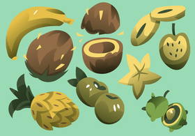 Tropical fruits set vector