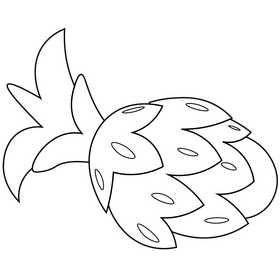 Pineapple tropical fruit drawing black and white clipart