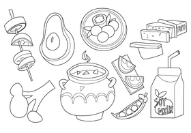 Vegetarian healthy food black and white vector