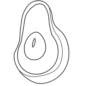 Vegetarian fruit avocado black and white clipart