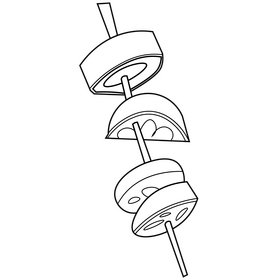 Vegetarian kebab black and white clipart