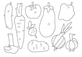 Vegetables set black and white vector