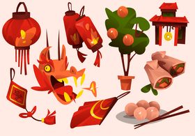 Chinese New Year set vector