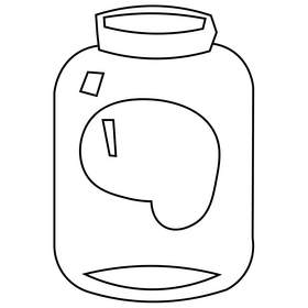 Halloween brain in a jar black and white clipart