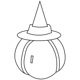 Halloween pumpkin in witch hat black and white clipart
