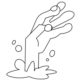 Halloween scary hand, zombie hand black and white clipart