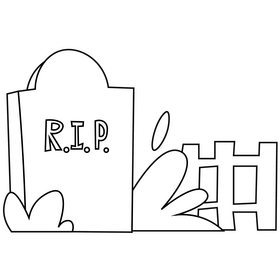 Free tombstone drawing black and white clipart