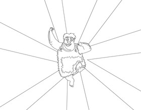 Thunk The Croods cartoon character drawing black and white vector