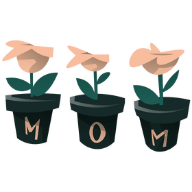Mothers day flower pots clipart