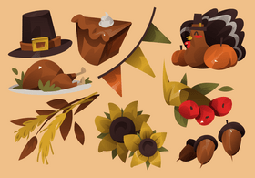 Thanksgiving elements vector