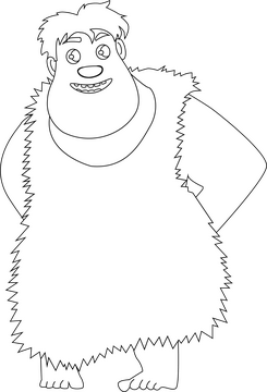 Thunk The Croods cartoon character drawing black and white clipart