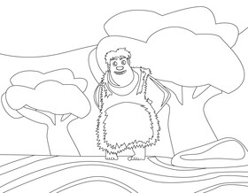 Thunk The Croods cartoon character drawing black and white vector