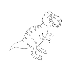 Allosaurus baby dinosaur drawing black and white clipart
