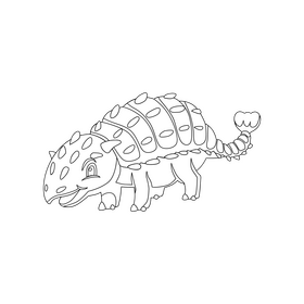 Ankylosaurus baby dinosaur drawing black and white clipart
