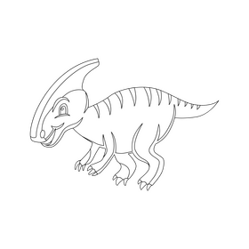Parasaurolophus baby dinosaur cartoon drawing black and white clipart