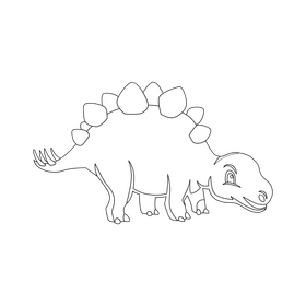 Stegosaurus baby dinosaur cartoon drawing black and white clipart