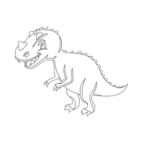 Baby dinosaur ceratosaurus drawing black and white clipart