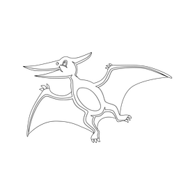 Pteranodon baby dinosaur cartoon drawing black and white clipart