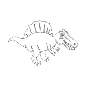 Spinosaurus baby dinosaur cartoon drawing black and white clipart