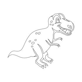 T rex baby dinosaur cartoon drawing black and white clipart