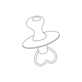 Baby girl pacifier drawing black and white clipart