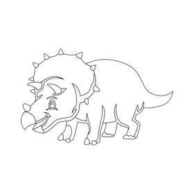 Triceratops baby dinosaur cartoon drawing black and white clipart