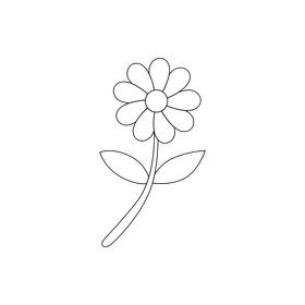 Flower drawing black and white clipart
