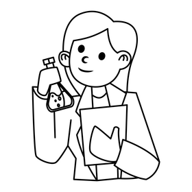 Chemist drawing black and white clipart