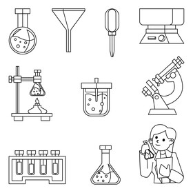 Chemistry icons set black and white vector