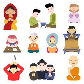 Children praying set vector