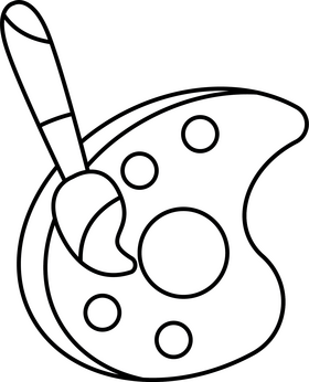 Color paint palette drawing black and white clipart