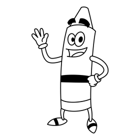 Crayon Mascot drawing black and white clipart