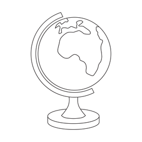 Education globe drawing black and white clipart