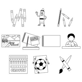 Crayon images set black and white vector