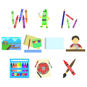 Crayon images set vector