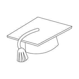 Graduation hat drawing black and white clipart