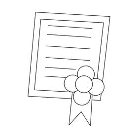 Diploma graduation certification drawing black and white clipart