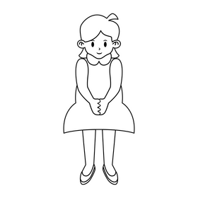 Sister drawing black and white clipart