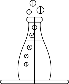 Chemistry flask icon black and white clipart