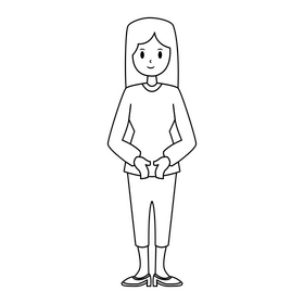 Wife drawing black and white clipart