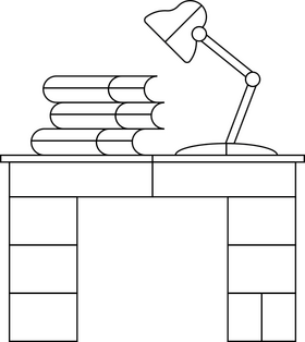 Study desk flat icon black and white clipart