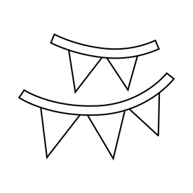 July 4th Independence day triangle flag banner black and white clipart