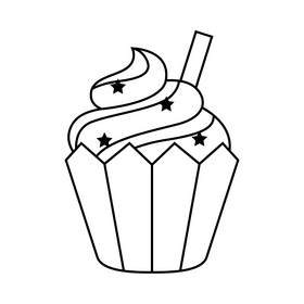 Cupcake for Independence day drawing black and white clipart