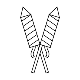 July 4th Independence day fireworks Rocket drawing black and white clipart